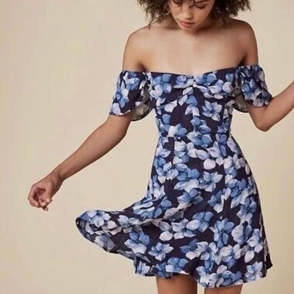 Reformation Rosa Mini Dress Navarro Blue Floral Size 0